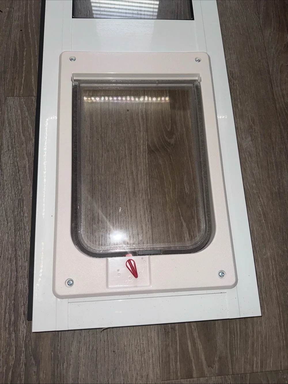 White/Pink Pet Door with Clear Flap - Secure Dog/Cat Entry